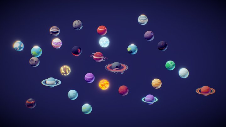 Poly_Low - Sci - Fi - Planets (Preview) 3D Model