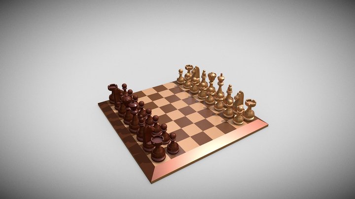 3D Chess Board Complete Set Low-poly 3D model 3D Model