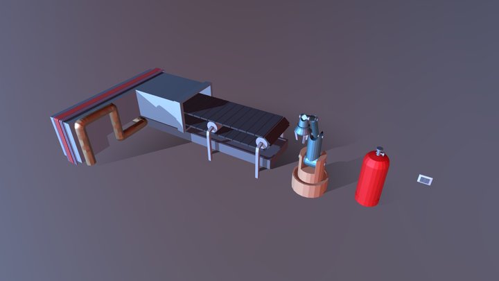 Low Poly Factory Assets 3D Model