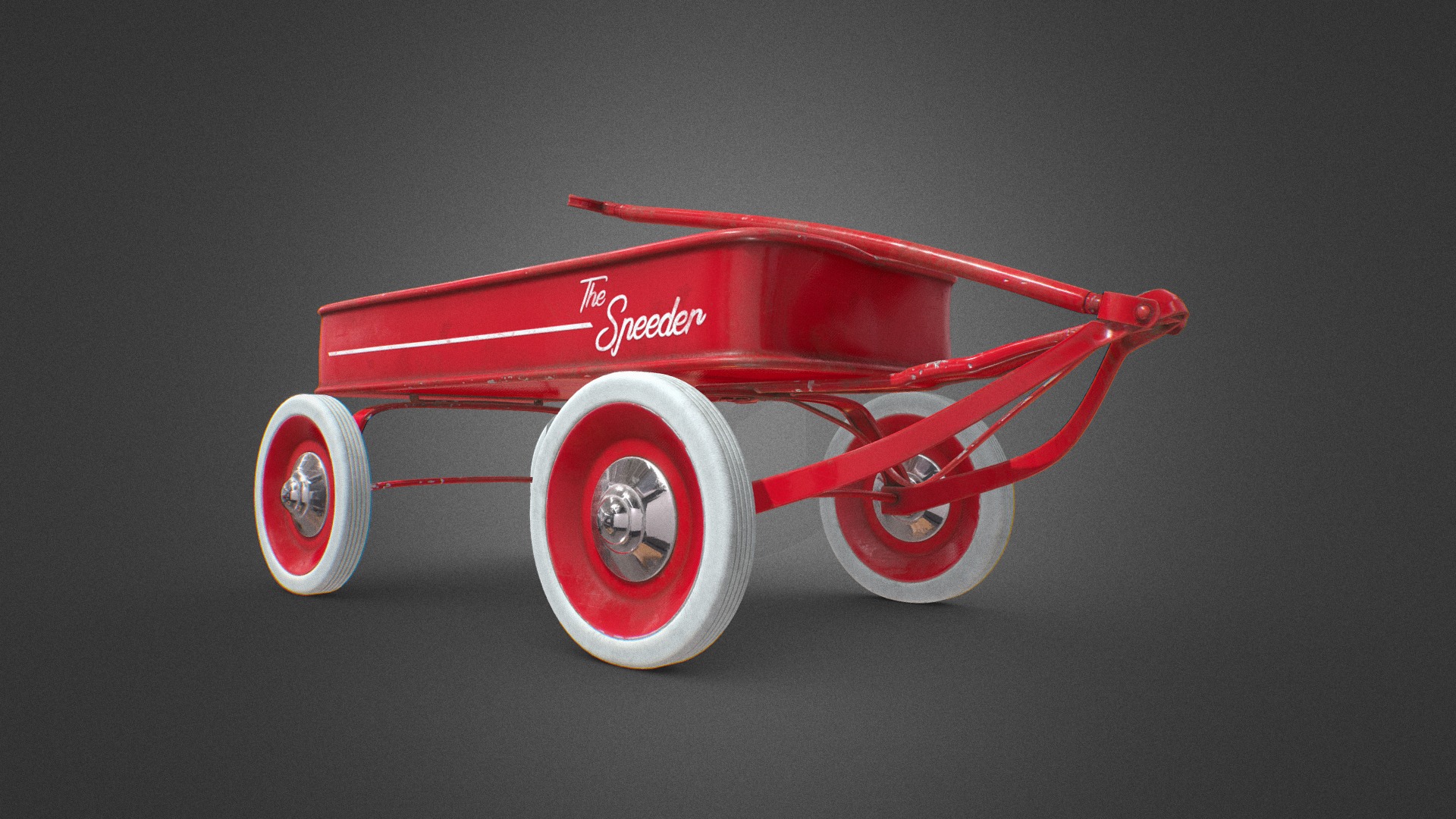 3D model Retro Kid Wagon - This is a 3D model of the Retro Kid Wagon. The 3D model is about a red and white toy car.
