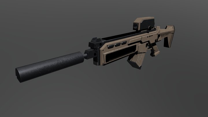 Carbine Low-poly 3D Model