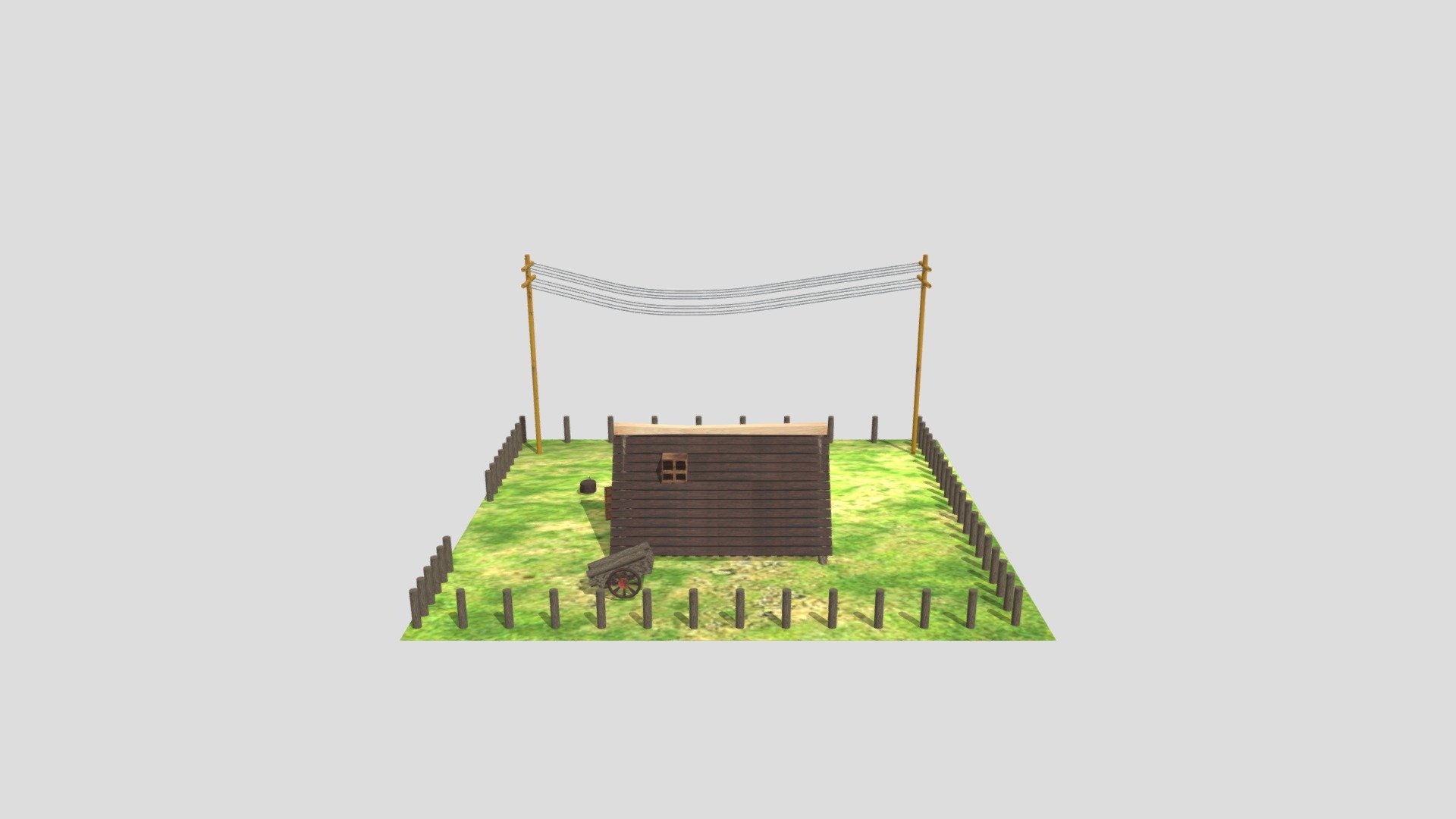 Wood House props medieval house 3d model