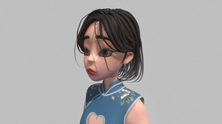 Chinese style girl - cheongsam 3D Model