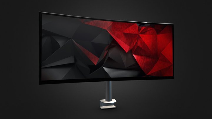 Ultrawide Monitor with Desk Mount 3D Model