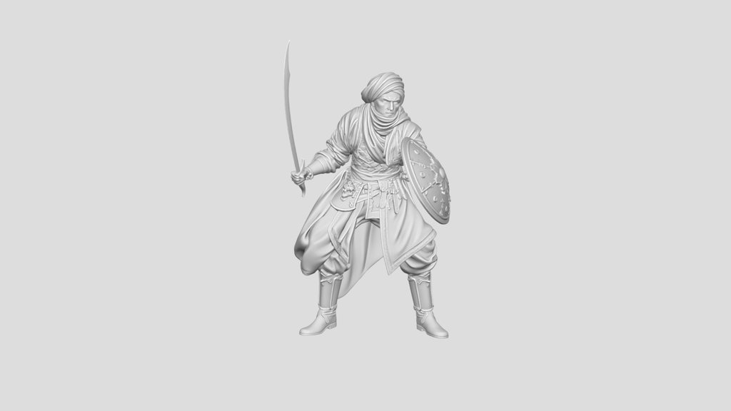 Desert Warrior with a Saber and Shield