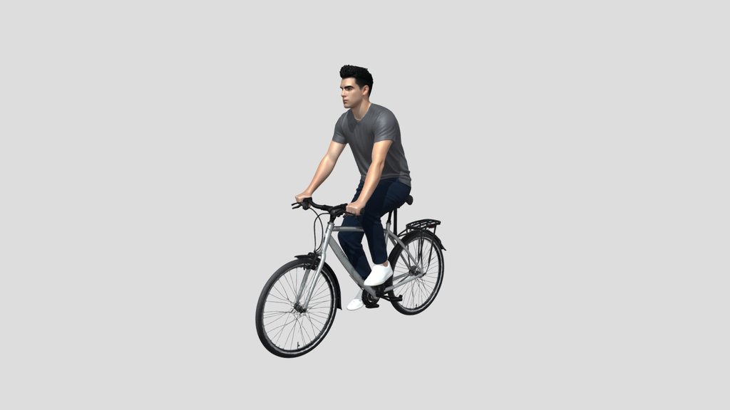 Cyclist On A Silver Bicycle