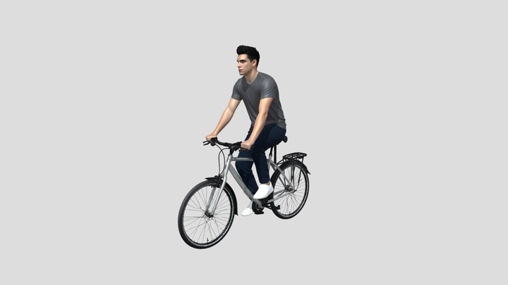 Cyclist On A Silver Bicycle