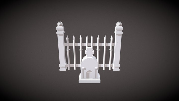 Graveyard: Headstone and Wall 3D Model
