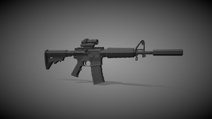 Low poly M4 rifle 3D Model