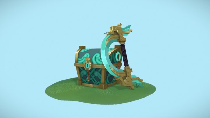 Lowpoly chest and weapon 3D Model
