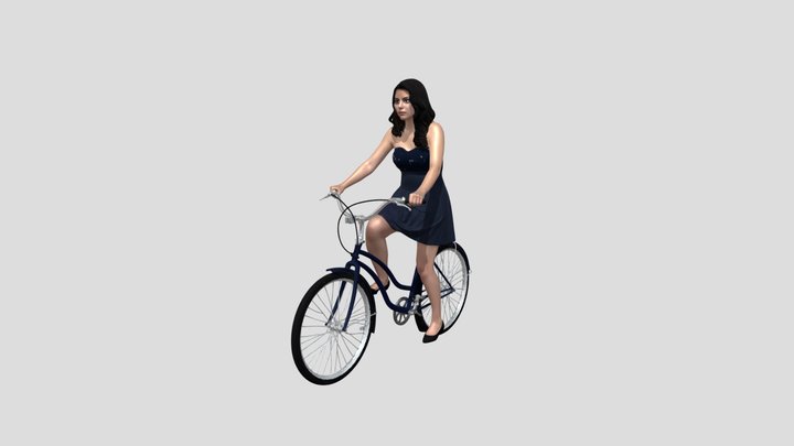 Blue Sequin Dress On A Vintage Bicycle – Kostenloses 3D-Modell STL