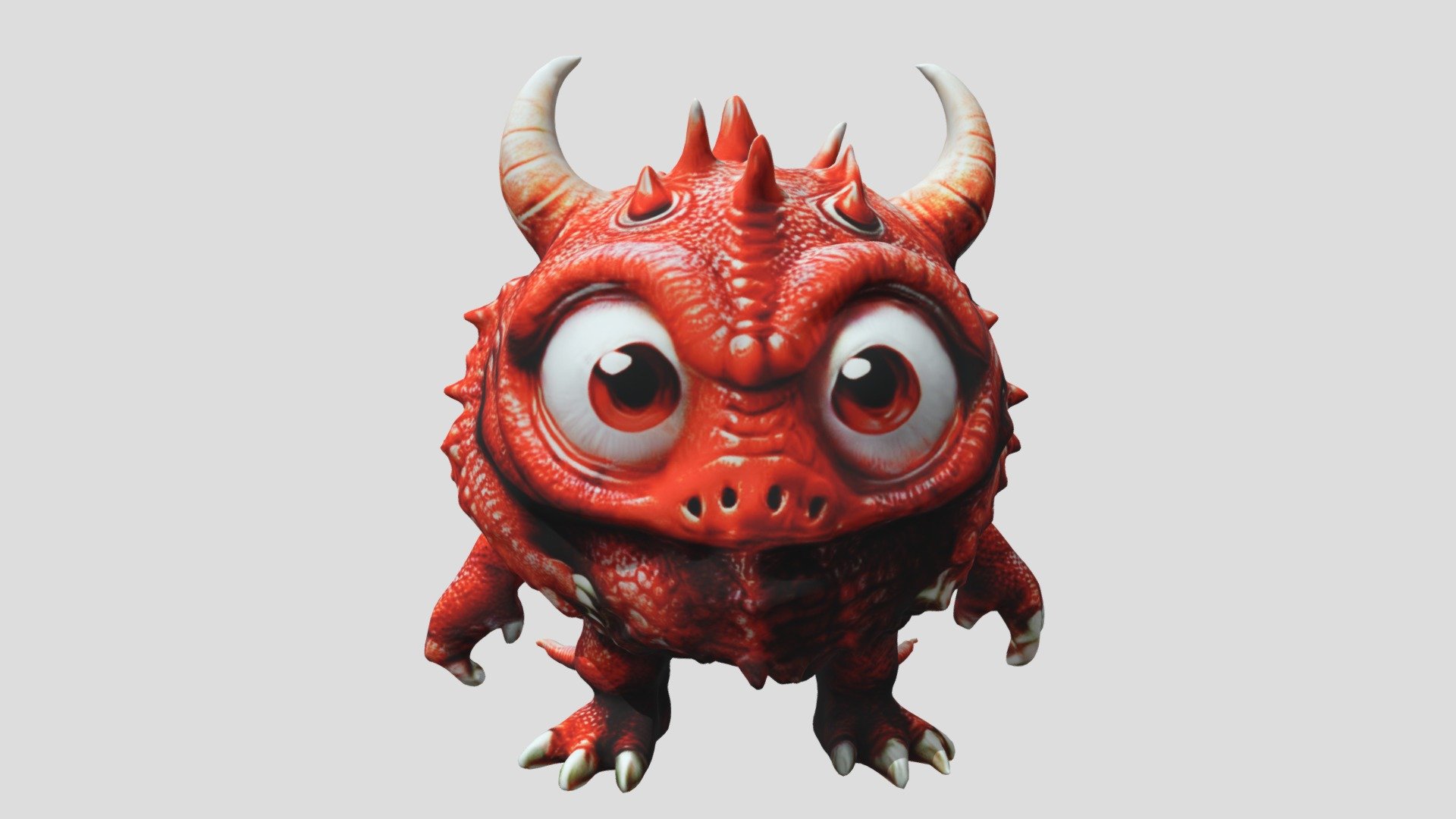 Cute Red Monster - Download Free 3D model by Jungle Jim