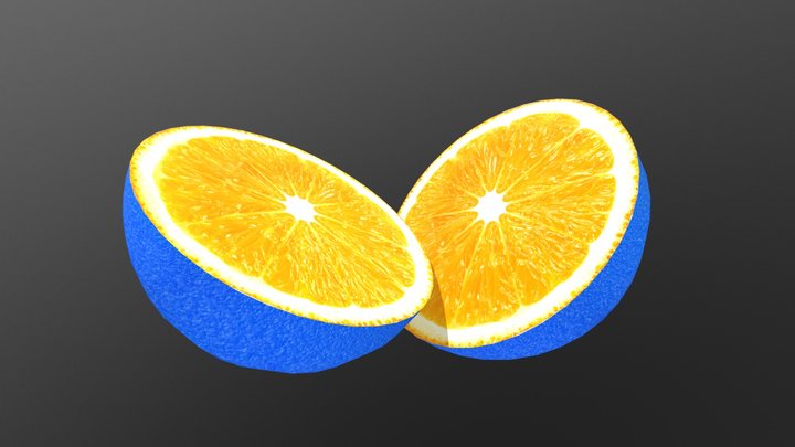 Blue Orange Fruit 3D Model