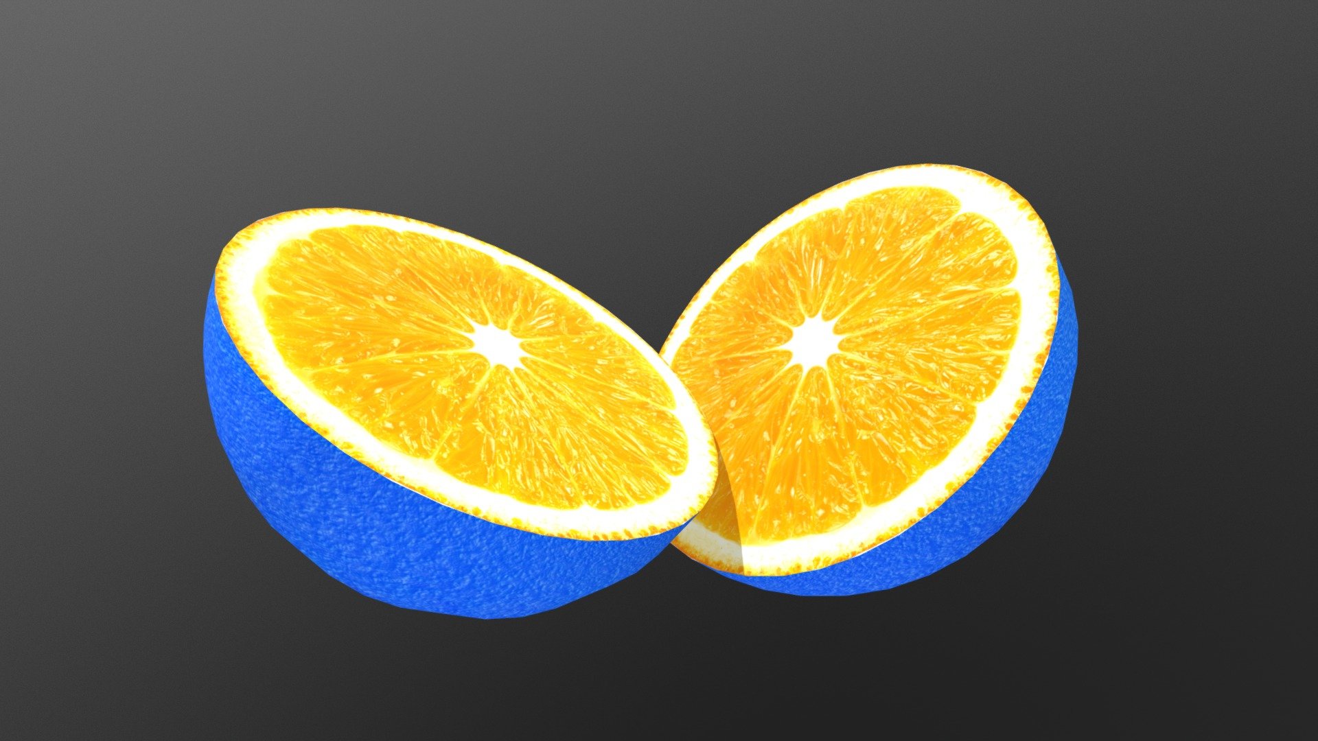 Синий мандарин. Синий лимон. Голубой апельсин. Лимоны на синем фоне.