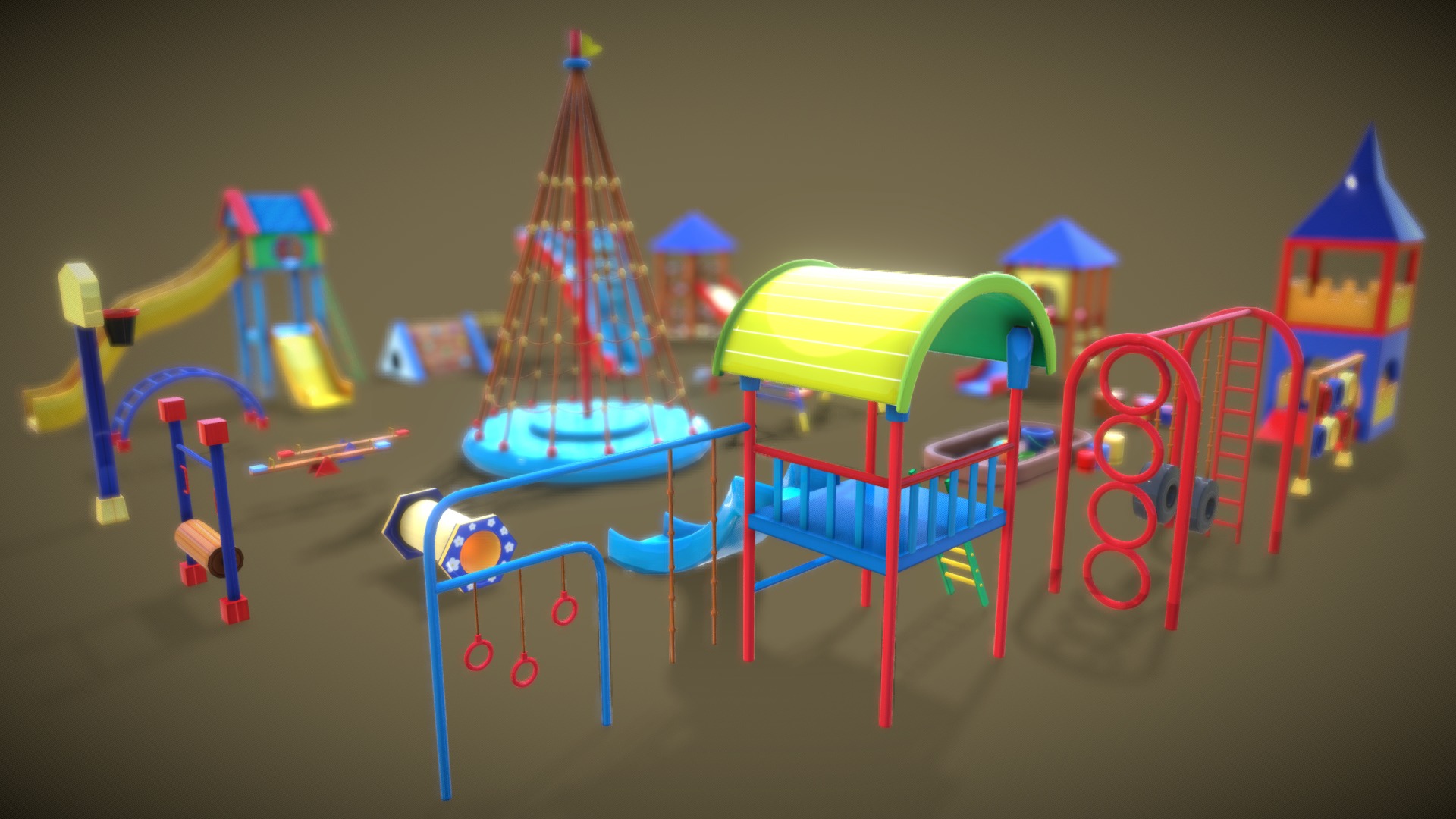 3D model Playground Kid - This is a 3D model of the Playground Kid. The 3D model is about a group of colorful toys.