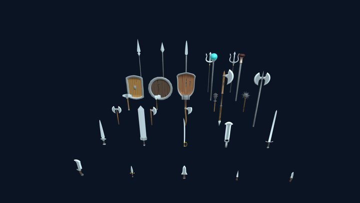 Weapon Package (Stylized, Hand-painted, 3D) #1 3D Model