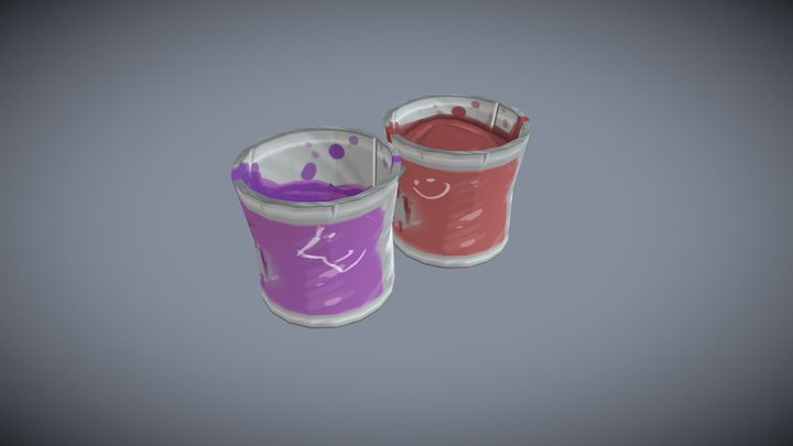 Paint Buckets 3D Model