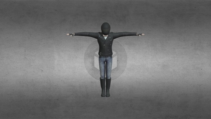 80's mystery biker 3D Model