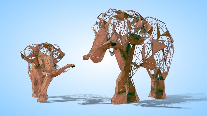 Abstract Elephant sculpture anmial statue 3D Model