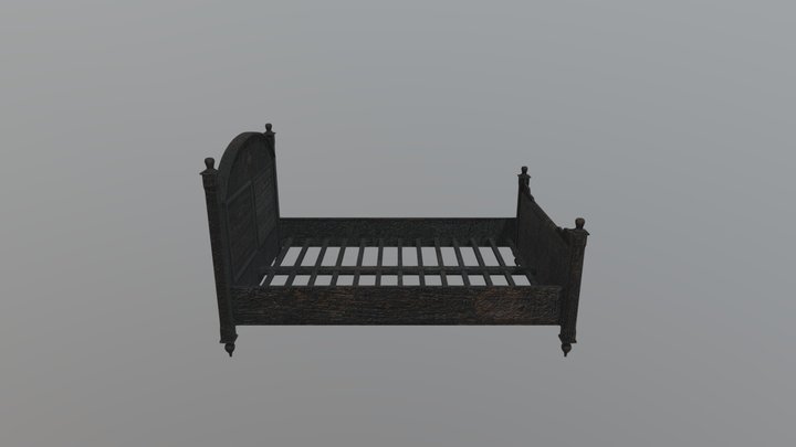 Black wooden bed frames 3D Model