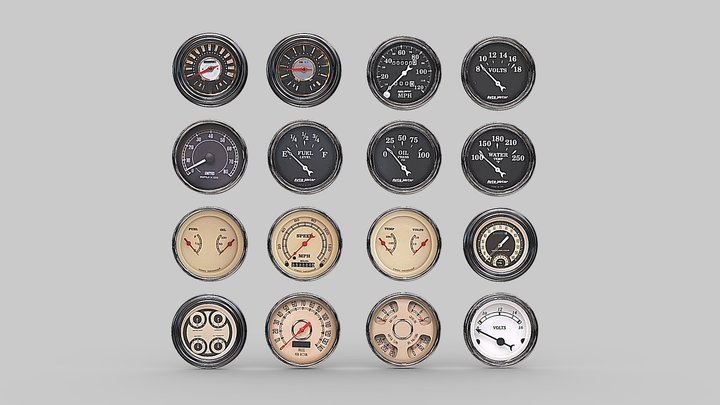 Vintage Gauges 3D Model