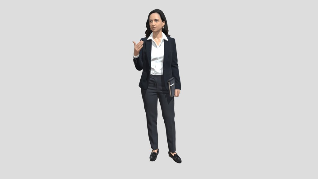 Confident Businesswoman in a Navy Suit