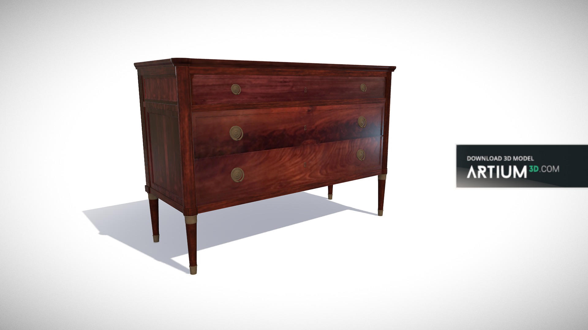 3D model Classicistic commode – France, late 18. century - This is a 3D model of the Classicistic commode – France, late 18. century. The 3D model is about a wooden chest with drawers.