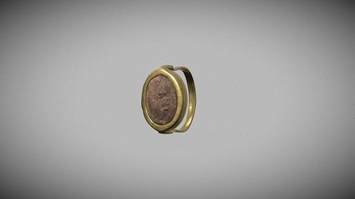 9_ Anello digitale aureo,castone in pasta vitrea 3D Model