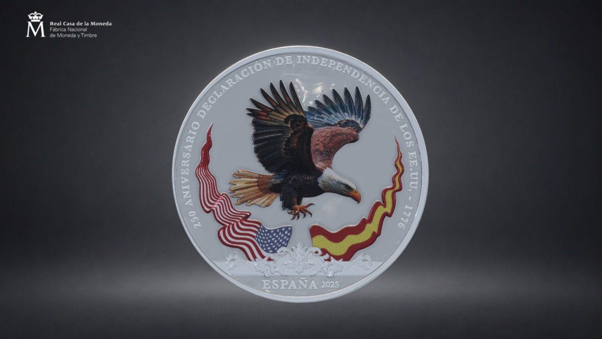 250 ANIV. EEUU- AGUILA CALVA 8 REALES — Sketchfab embed 3D viewer