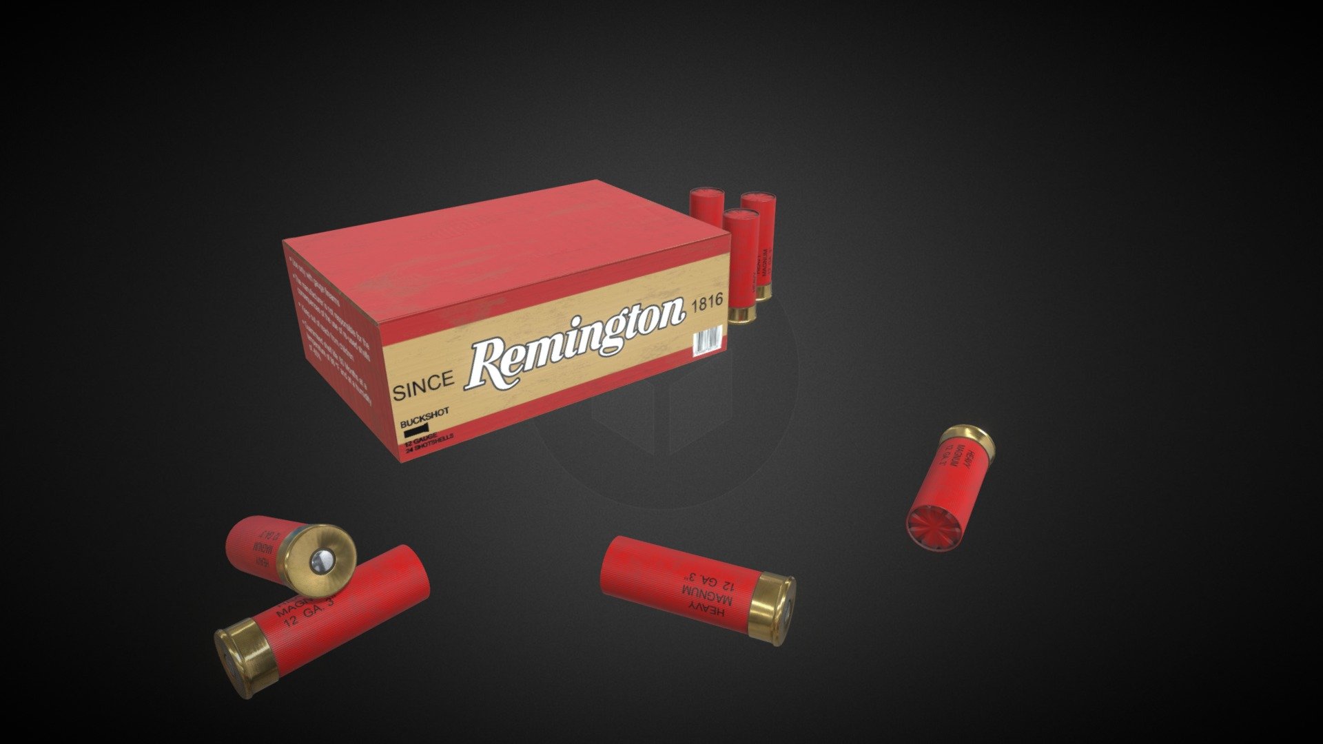 Shotgun Shell Ammo Box with 12 Gauge Shells 3D model by PainT.Things