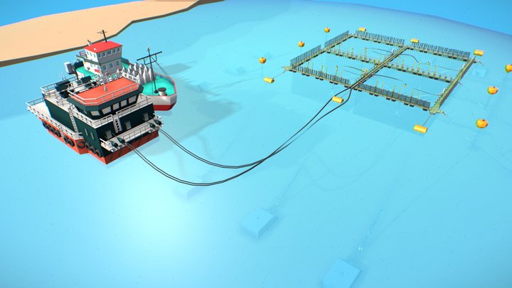 Pontón salmonero 3D Model