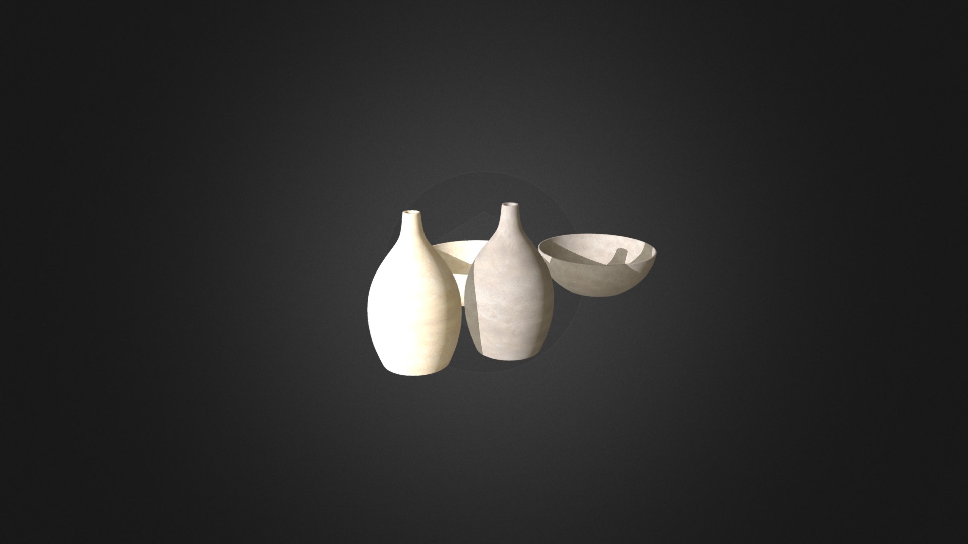 3D model Bowls and Vases Set - This is a 3D model of the Bowls and Vases Set. The 3D model is about a light bulb with a light bulb.