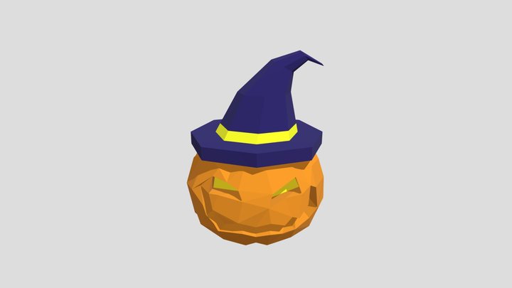 Low poly halloween witch pumkin 3D Model