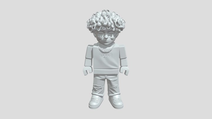 A toy figure with curly hair 3D Model