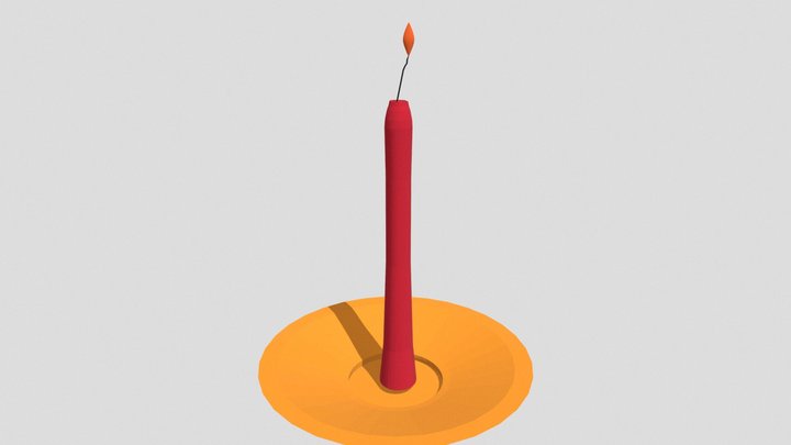 Little Low Poly Red Candle 3D Model