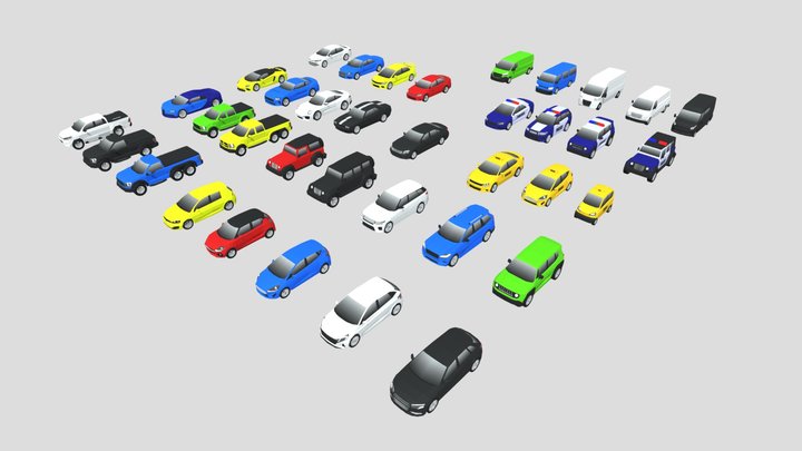 low poly vehicle pack 3D Model