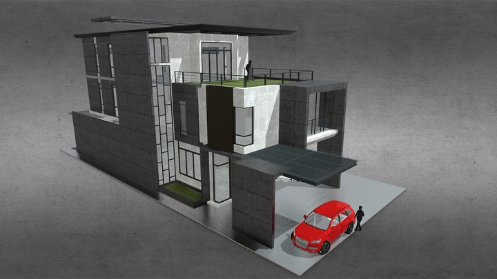 3D Modern Bungalow 3D Model