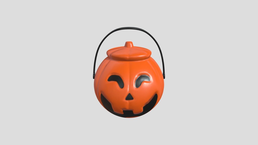 Lowpoly Kids Halloween Pumpkin Bucket