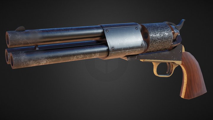 Colt Dragoon Triple Barrel 3D Model