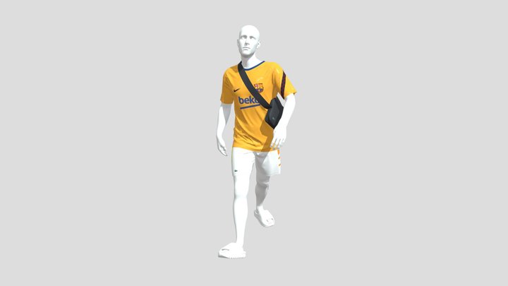 Tshirt Barcelone, Short lacoste And Yeezy 3D Model