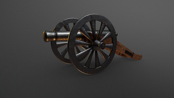 American Revolutionary Style Field Cannon 3D Model