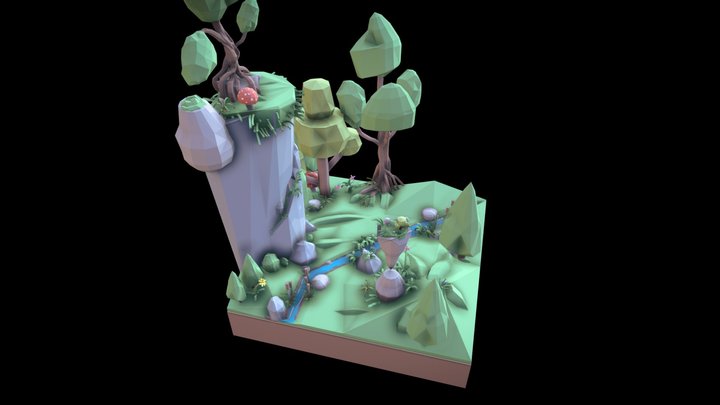 Forest Valley and Stream 3D Model