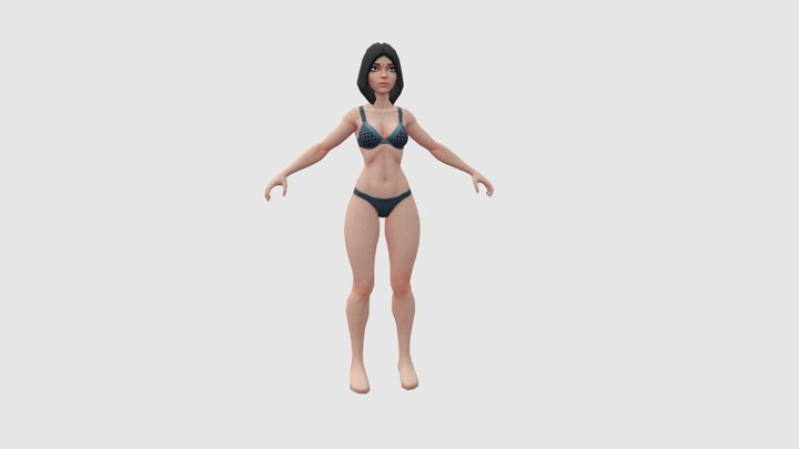 Stylized Female Character Game Ready Base mesh 3D Model
