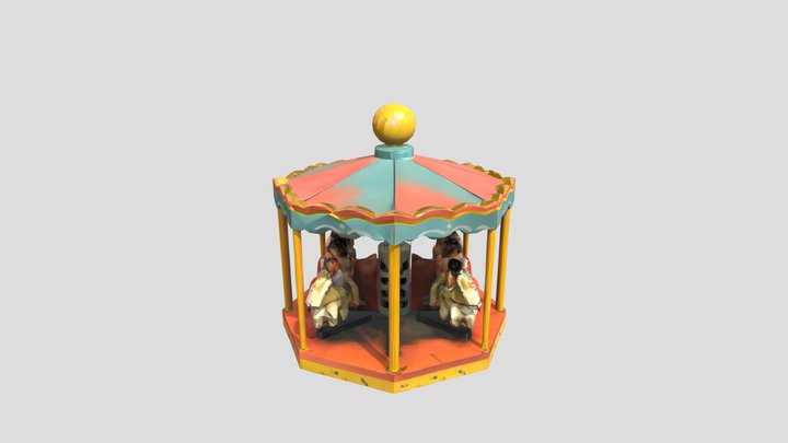 Toy carousel with figures 3D Model