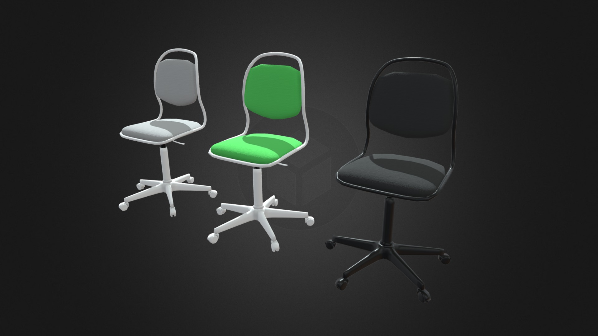 3D model 3 Colors Chair for Kids - This is a 3D model of the 3 Colors Chair for Kids. The 3D model is about a group of chairs.