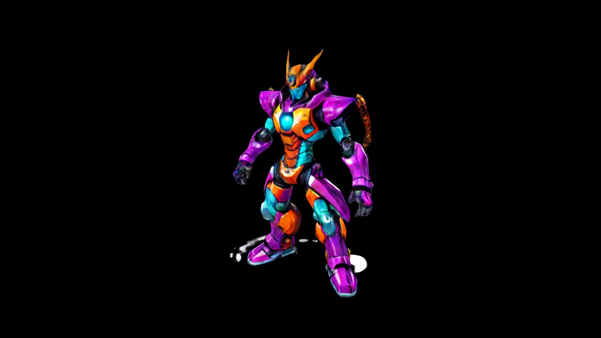 A purple and orange robot with a cat-like tail s - Download Free 3D ...