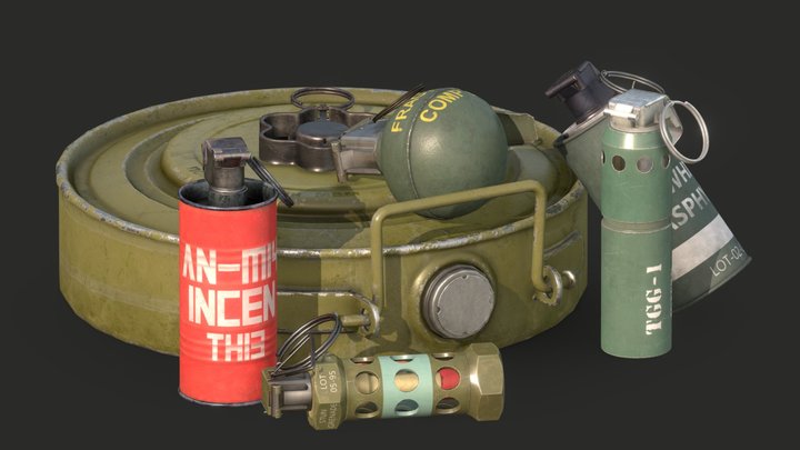 Hand Grenade Pack Game Asset 3D Model