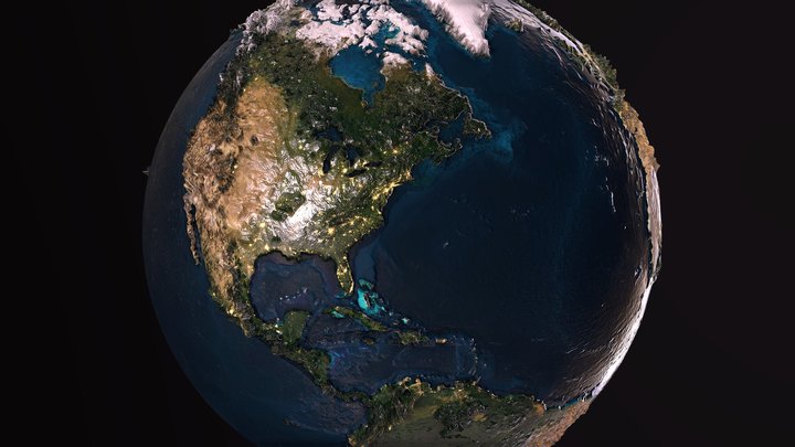 Sculpted 3D Earth Globe 3D Model