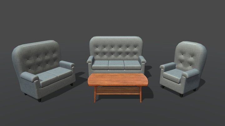 Sofa and table 3D Model