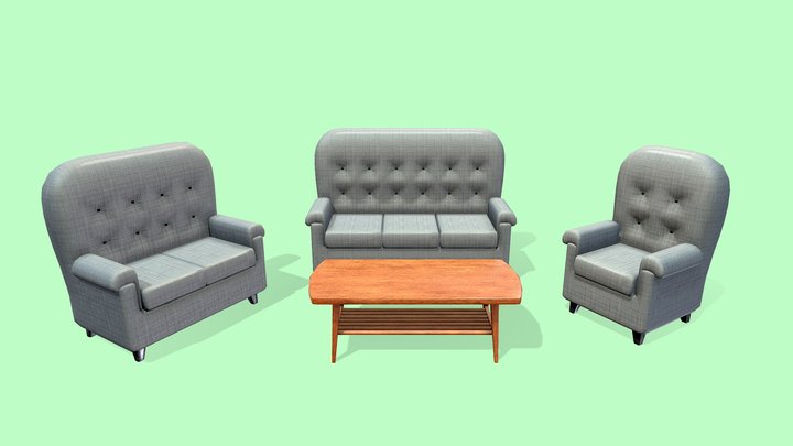 Sofa and table 3D Model